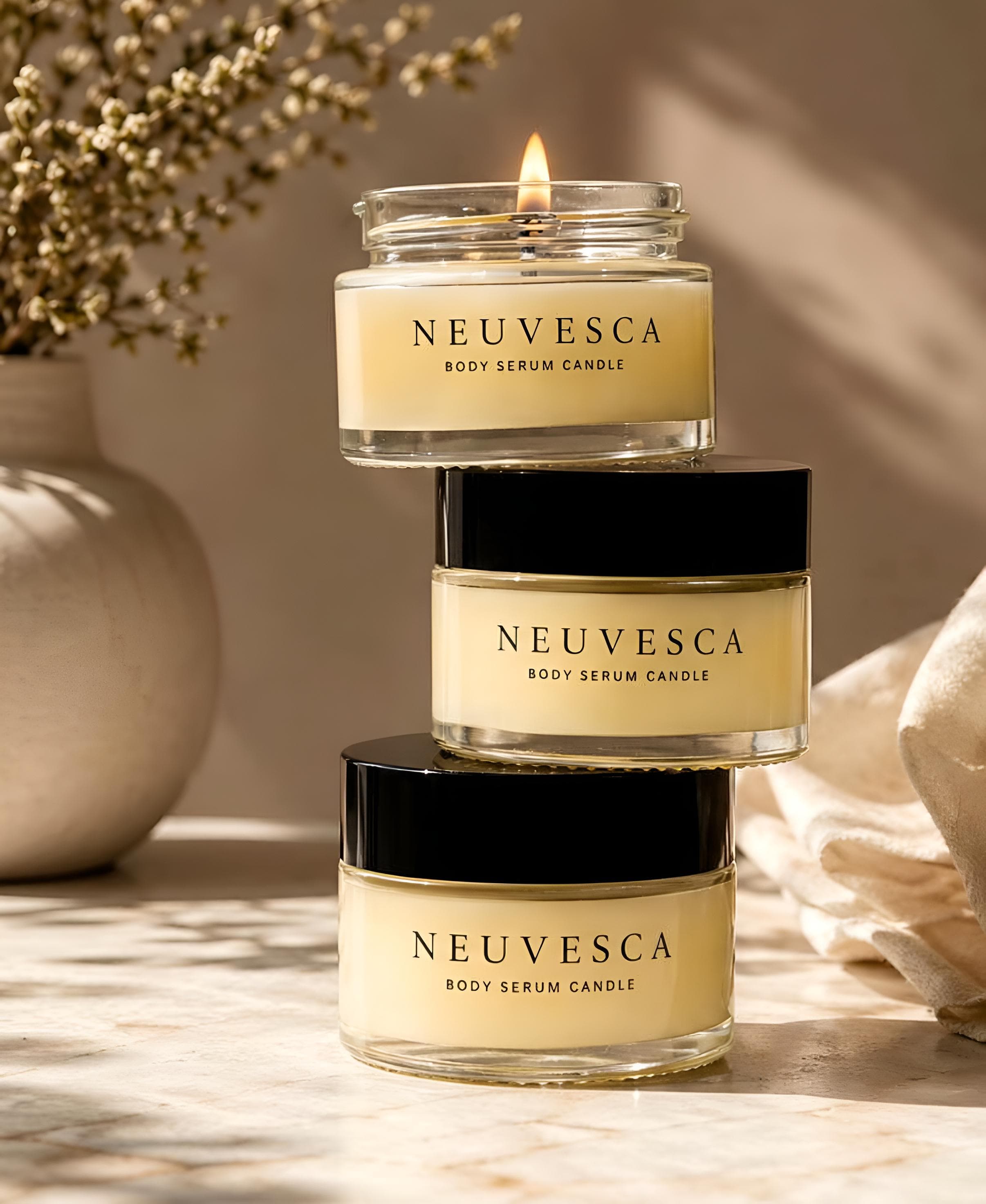 Neuvesca candle in evening light